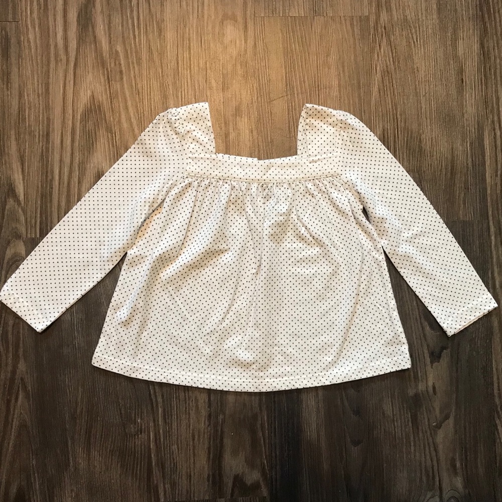 White and Navy Blue Polka Dot Blouse